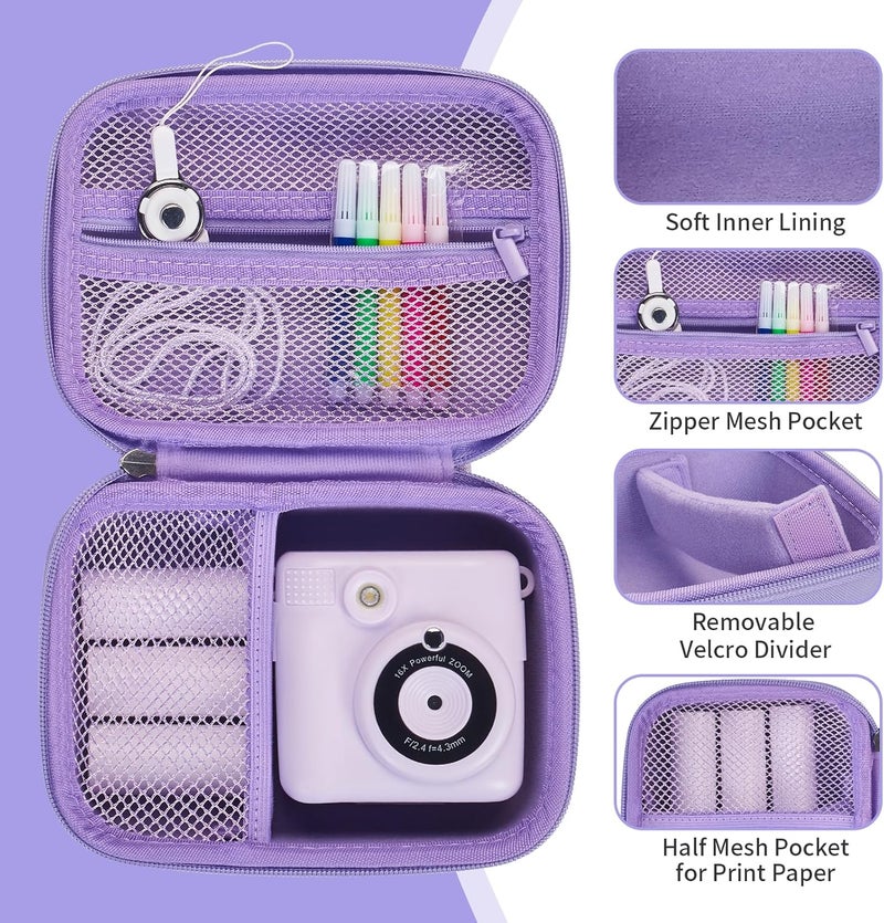 Hikkon Camera Case Compatible for ESOXOFFORE/Upgrade/Dylanto/Yehtta/HiMont/CAMCLID Kids Instant Print Camera Toy,Portable Digital Camera Storage Holder Organizer Bag (Case Only) - Purple - Image 4